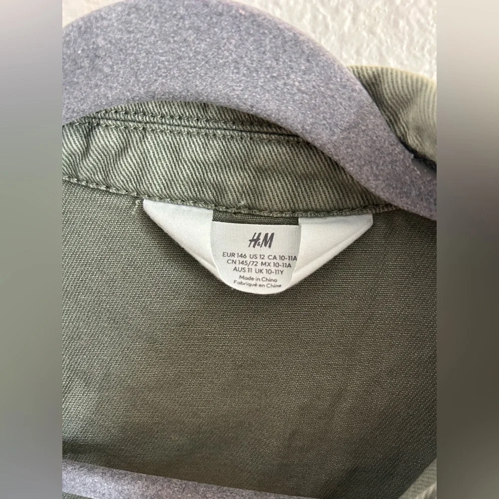 H&M Olive Green Canvas Shacket Girls Size 12